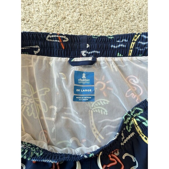 Chubbies Swim Trunks Men 2XL Blue/Multicolored Shorts Pockets Lined - Picture 7 of 8